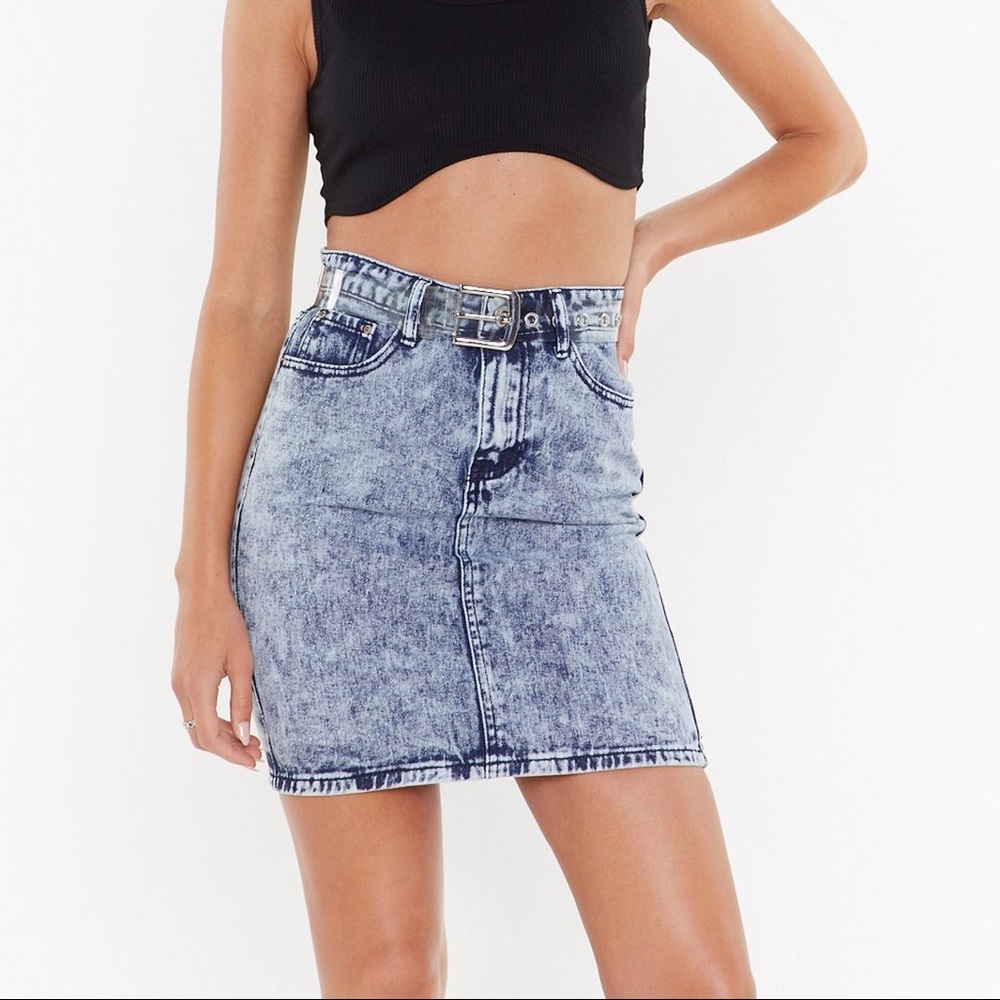 NastyGal Acid Wash Denim Skirt